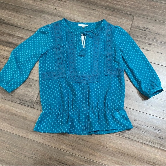 5 for $25 DR2 Swiss Dot blouse dark teal - Picture 2 of 6